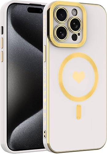 Miniatura 12 de wahhle Magsafe - Funda magnética para iPhone 13 Pro, funda de teléfono con diseño de corazón chapado de lujo, compatible con Magsafe para mujeres y