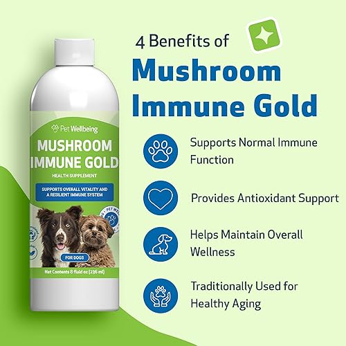 Miniatura 3 de Pet Wellbeing Mushroom Immune Gold para perros – Apoyo inmunológico complementario con Reishi, Maitake, cola de pavo – Suplemento funcional de