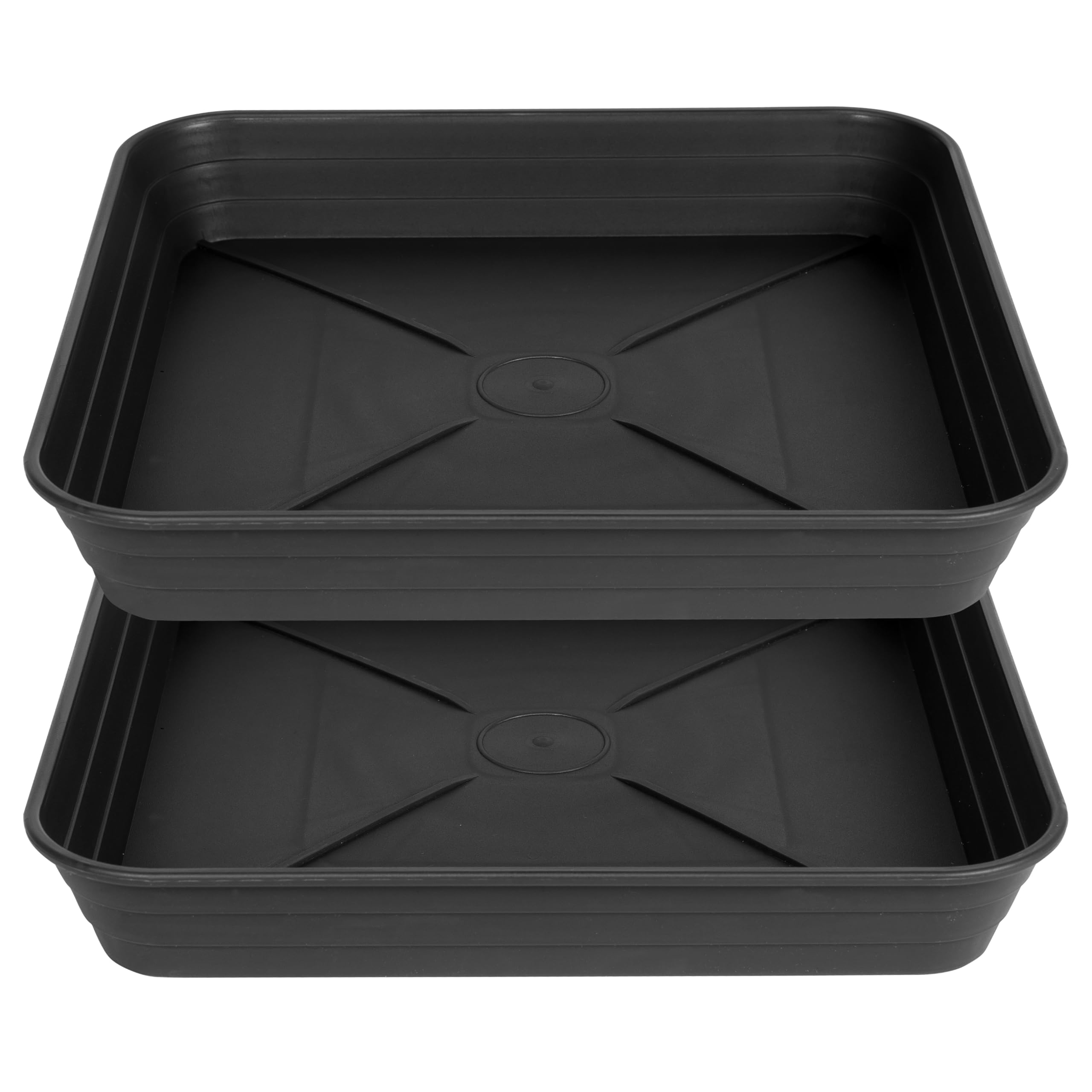 Feyvdzv 2 Pack Square Plant Saucer Tray 12 inch, Heavy Duty Plastic Plant Saucers for Indoors Outdoor, Flower Plant Drip Trays for Pots, Square Seed