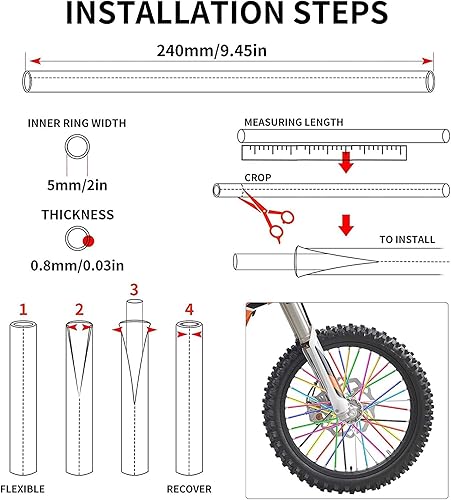 Miniatura 44 de PSLER 72 fundas de radios para decoración de tuberías para motocicleta, motocross, pit Dirt Bike Azul cielo