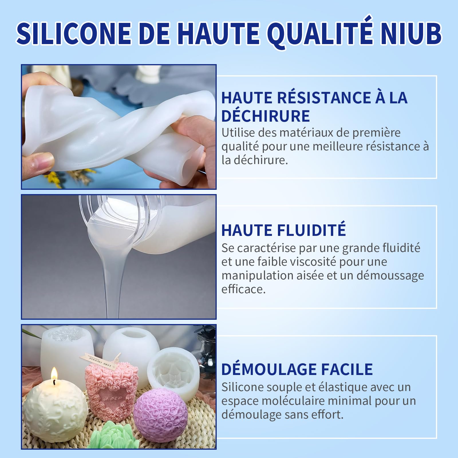 10A Silicone pour Moulage, Silicone Liquide pour Moulage, 1,1KG Silicone Moulage, Fabrication Moule Silicone, Kit de Fabrication de Moule en Silicone, Silicone pour Moulage Alimentaire