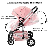 Vista 3 de Cochecito de bebé 2 en 1, cochecito convertible con asiento reversible, cochecito plegable para recién nacido, toldo ajustable, cesta