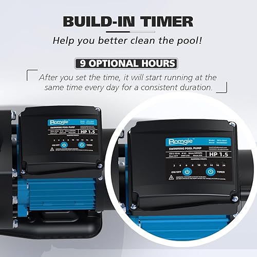 Miniatura 2 de Bomba de piscina para interiorsobre el suelo, potente bomba de piscina autocebante de alto flujo con temporizador, 1.5 HP 5400 GPH 115 V