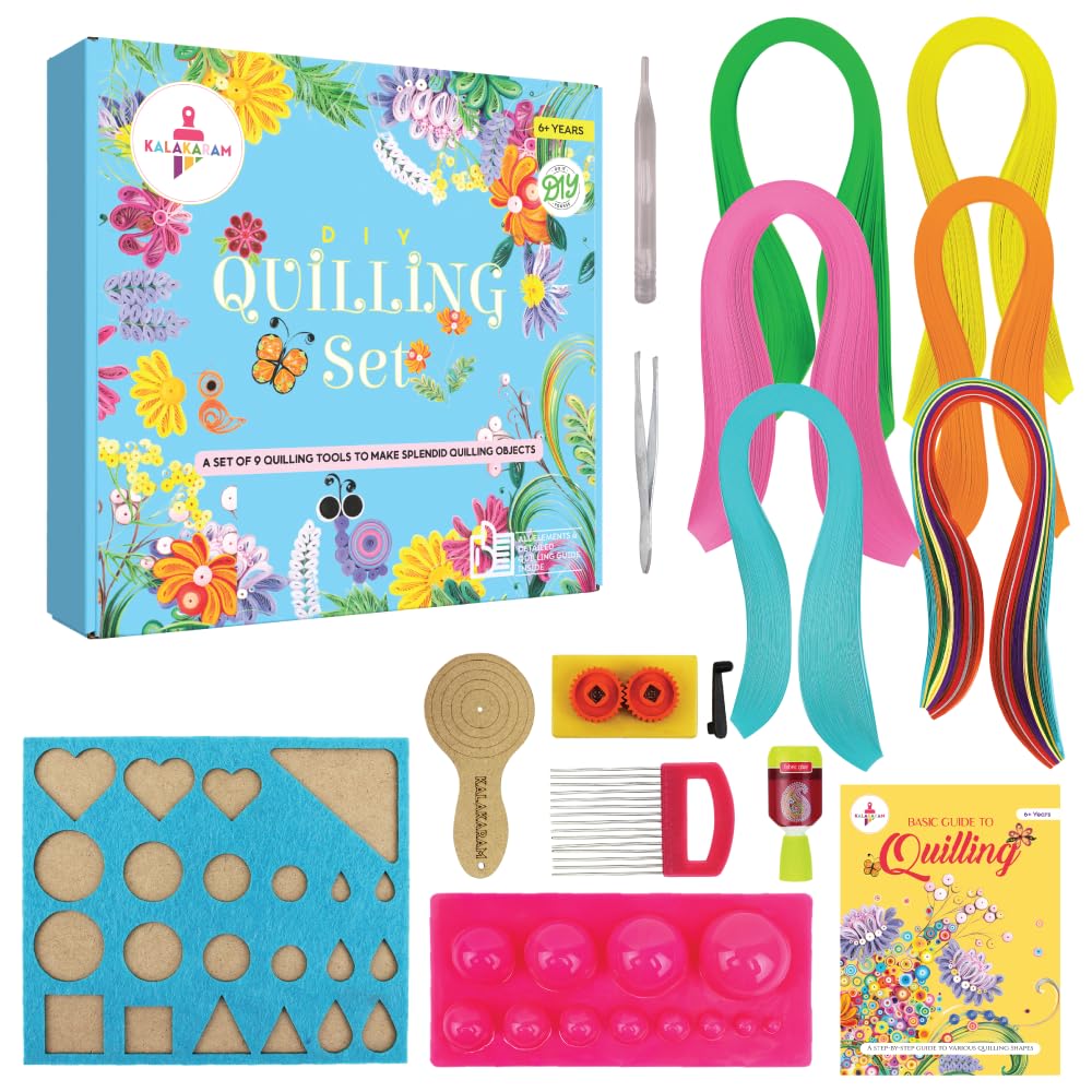 Kalakaram DIY Quilling Set for Kids | 600 Quilling Paper Strips for Stars | Learn Rolling, Twisting, Curling & Paper Art Techniques | Creative Art and Craft Activity Kit for Girls, Boys & Beginners | Educational DIY Paper Craft Set