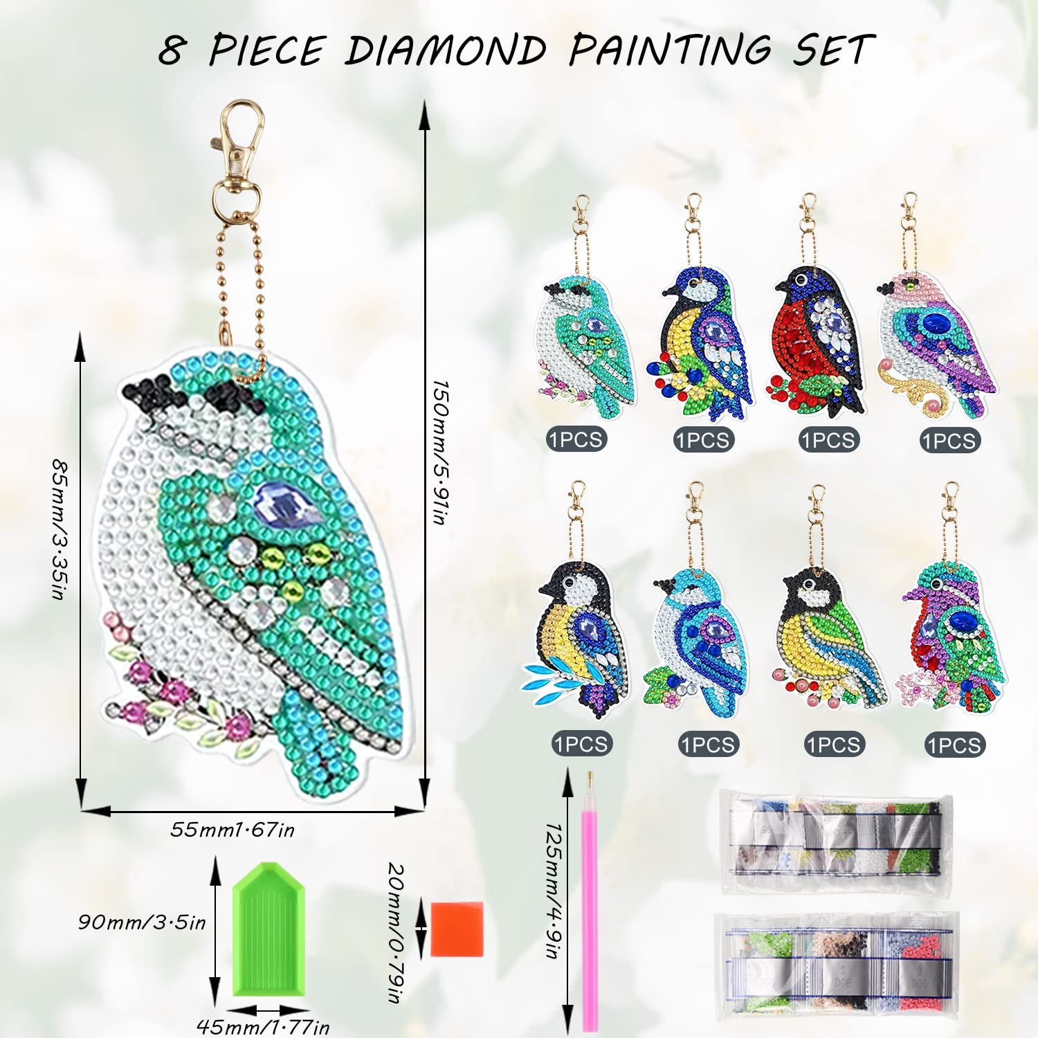 JadeLink Diamond Painting sleutelhanger herfst, knutselset 5D dubbelzijdige diamant geschilderde hanger voor kinderen, cartoon dieren herfst decoratie outdoor