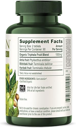 Vista 13 de 90 comprimidos Banyan Botanicals Triphala USDA orgánico, fórmula equilibrada para la desintoxicación y el rejuvenecimiento*