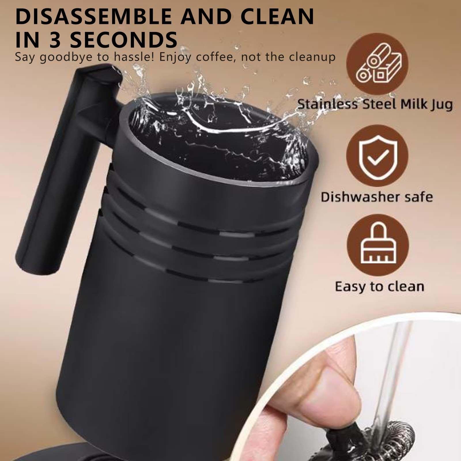 Espumador De Leche Eléctrico De 350 Ml, Espumador De Leche Automático con 4 Modos Y Varillas, Anillo De Espuma Extraíble, Espumado Silencioso, Material Seguro para Leche White