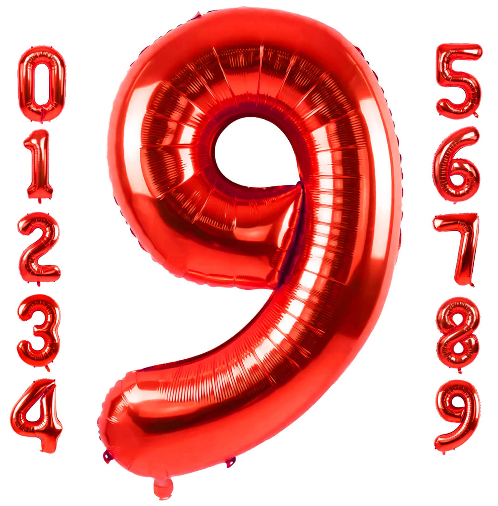 40 Inch Large Red Number 9 Balloon Extra Big Size Jumbo Digit Mylar Foil Helium Balloons for Birthday Party Celebration Decorations Graduations Wedding Anniversary Baby Shower Supplies Photo Shoot