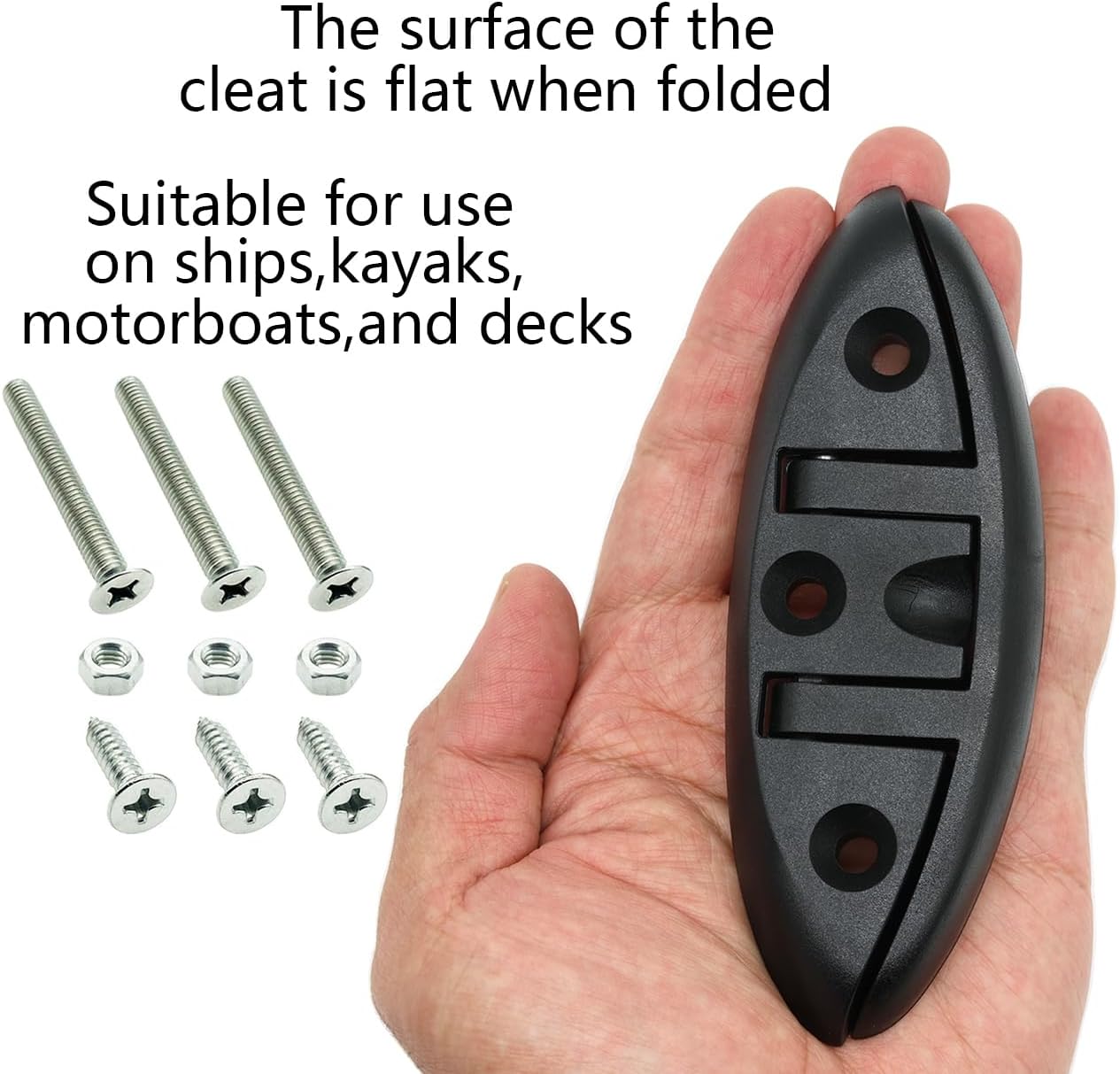 Marine Boat Nylon 5" Folding Flip Up Dock Cleat | Black Kayak Mooring Cleat Accessories(4 Pcs)
