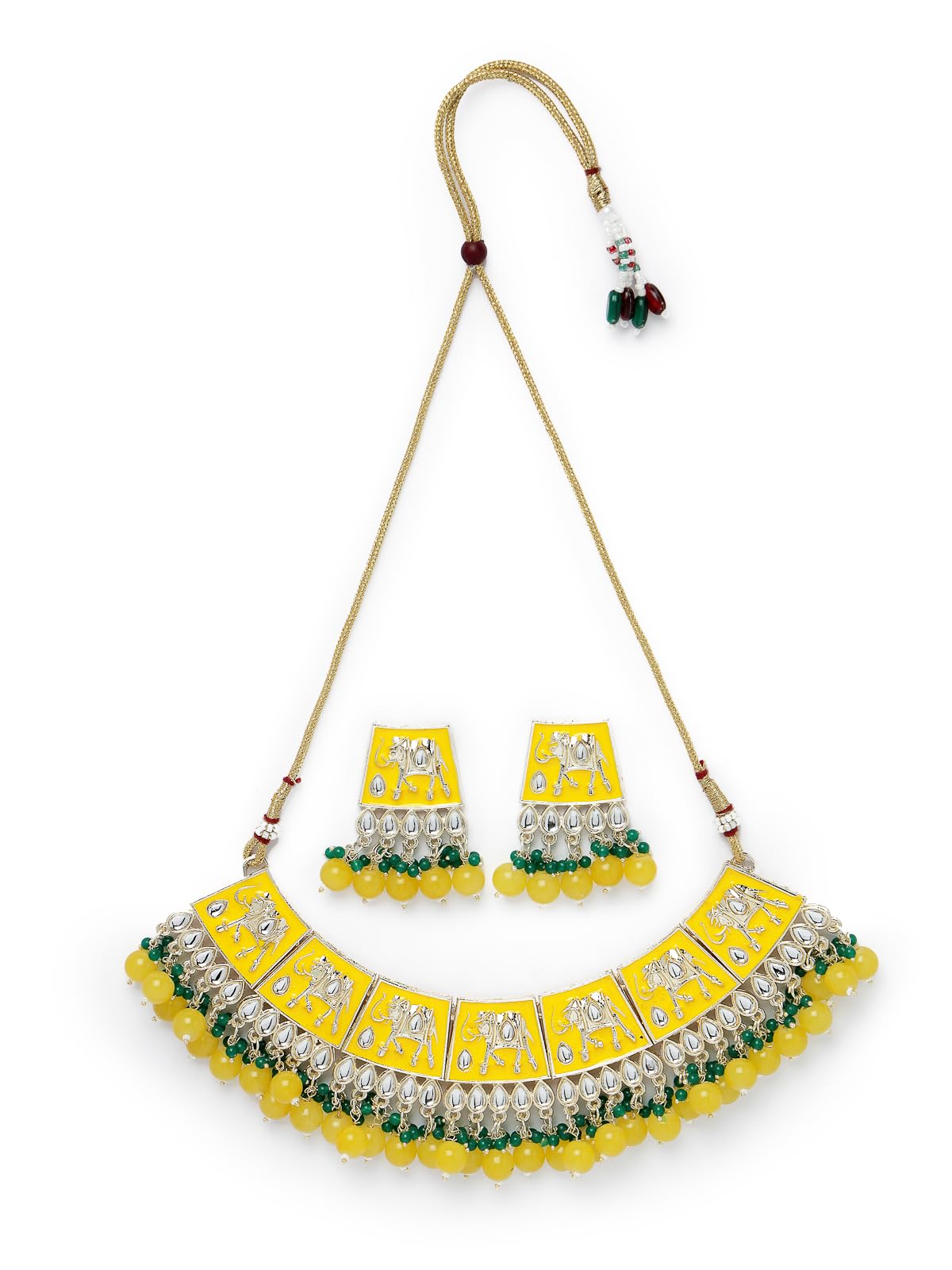 See full amazon price history chart for Studio Sukkhi Sparkling Gold Plated Meenakari With Kundan Studded Yellow Green Collar Bone Necklace Set With Studs Earrings | Jewellery Set For Women And Girls (NS105828) Studio Sukkhi Sparkling Gold Plated Meenakari With Kundan Studded Yellow Green Collar Bone Necklace Set With Studs Earrings | Jewellery Set For Women And Girls (NS105828) (B0CPLXT6F5) Amazon Price History, Amazon Price Tracker