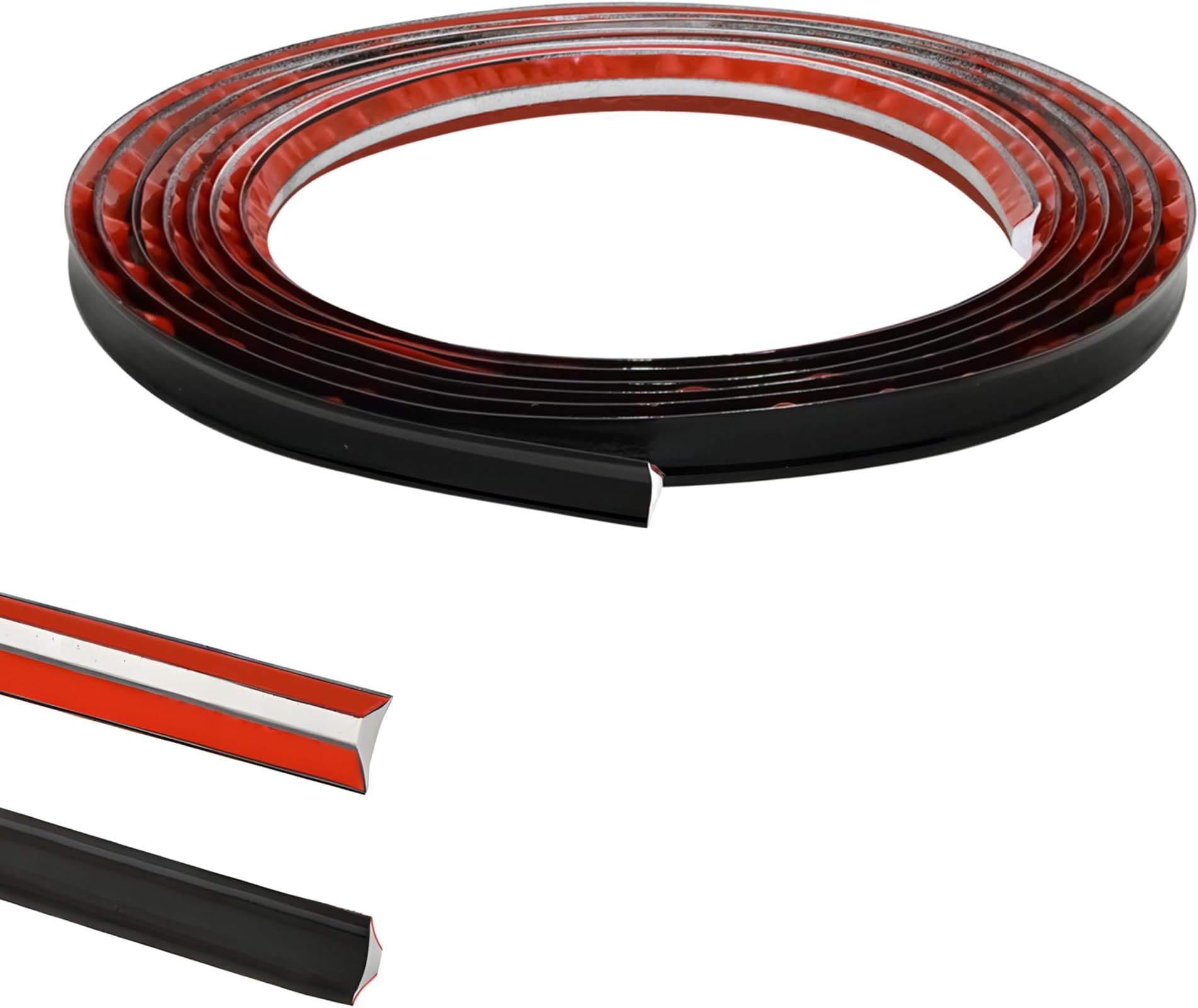 Black PVC Quadrant Trim,Flexible Laminate Beading Self Adhesive Plastic Wall Corner Edging Strip for Worktop Ceiling Floor,Caulk Moulding Skirting Board Trim(6m,12mm*6mm)