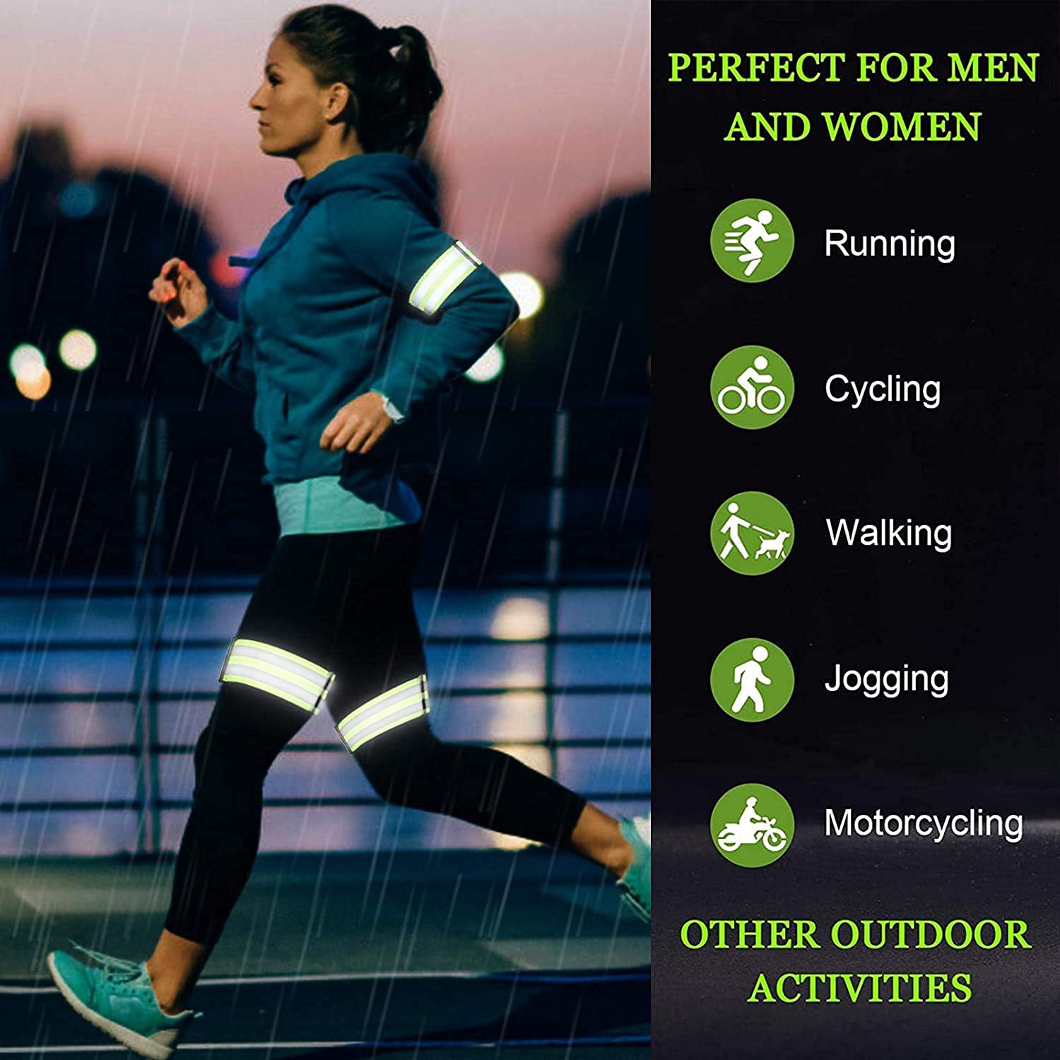 JJJ Bandas Reflectantes for Armbistleg Brazo Brazo Pierna de Tobillo Alta Visibilidad Reflective Engranaje for Caminar por la Noche Ciclismo y Correr for el Brazo Tobillo Elástico Elástico Regular