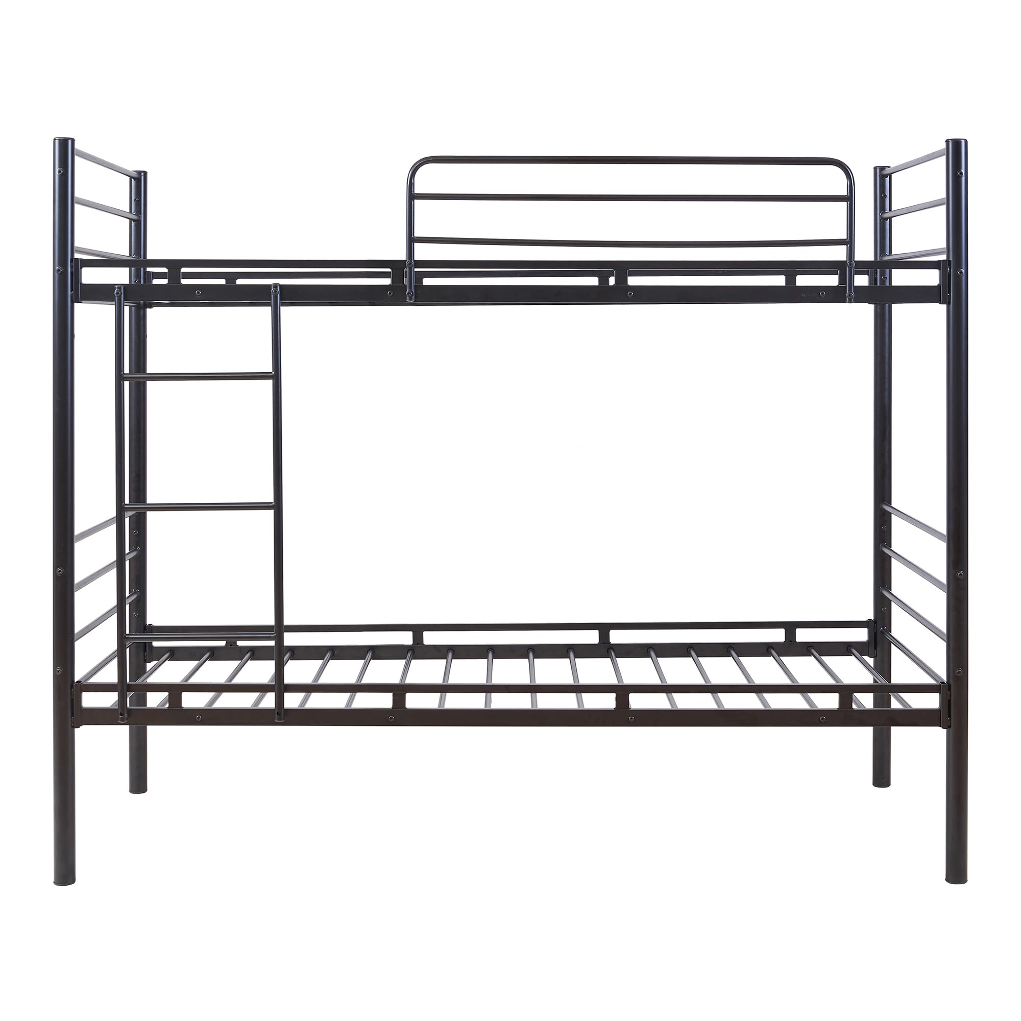 [en.casa] Letto a Castello a 2 Posti 90 x 200 cm con Barriera Sponda Anticaduta e Scaletta Struttura in Acciaio per Cameretta Camera degli Ospiti Casa Vacanza - Nero