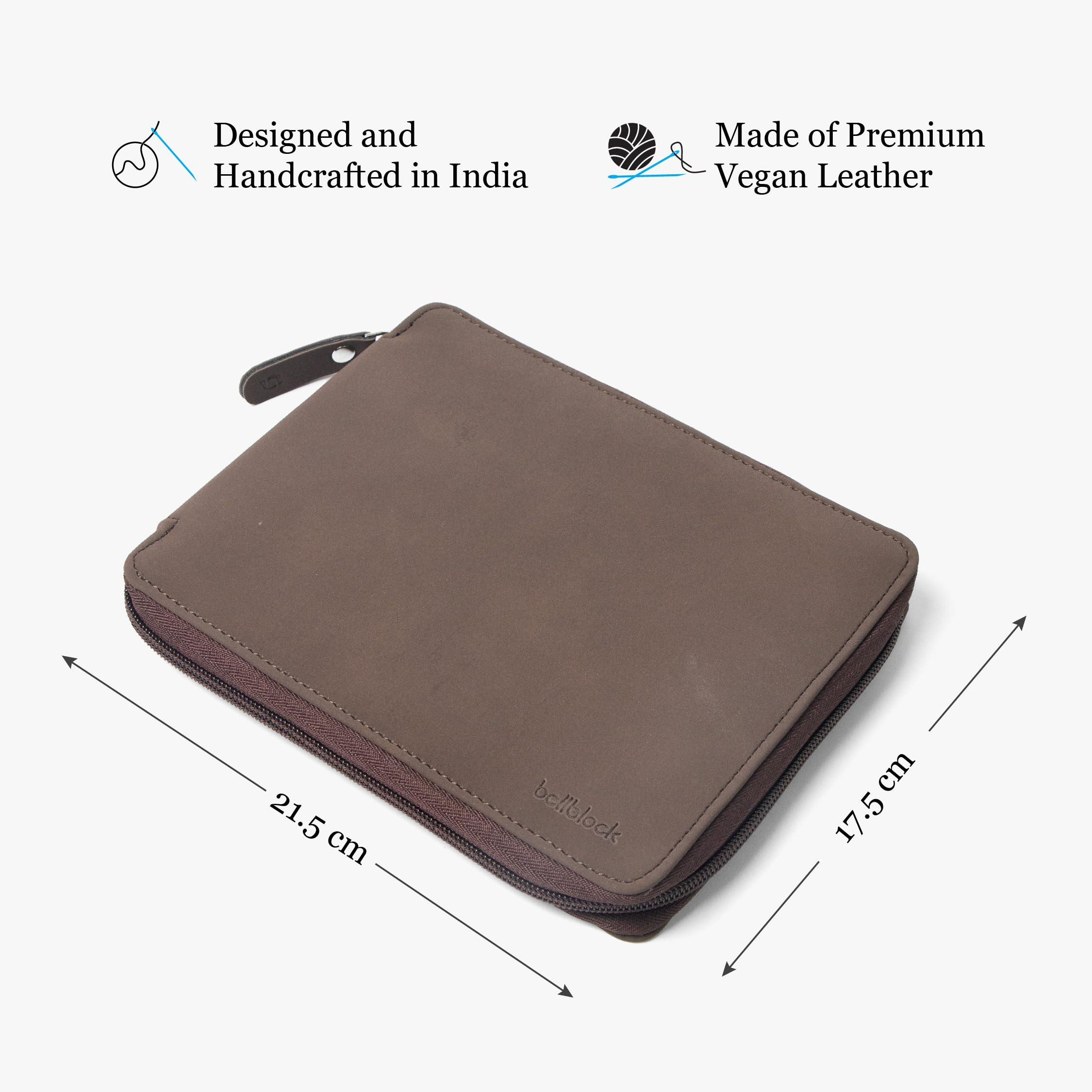 Bellblock Custodia per orologi da viaggio di alta qualità per uomo/donna, 6 scomparti con interno antigraffio, elegante e portatile, in pelle vegana, marrone