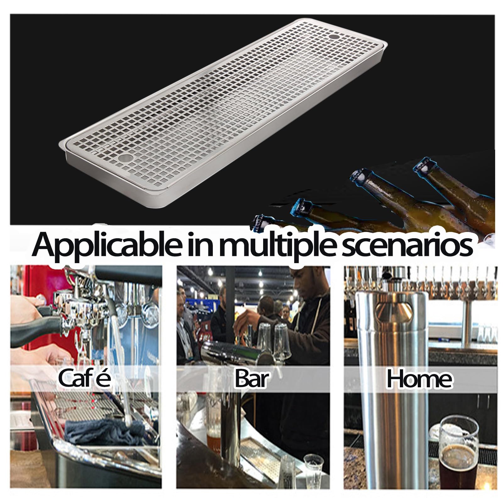 Vassoio di raccolta per birra in acciaio inox, 30 cm, vassoio di scarico rettangolare per baristi, ideale per caffè, bar e campeggio, vassoio per l'acqua, 50 cm di lunghezza