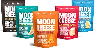 Moon Cheese Variety Pack: Cheddar, White Cheddar, Gouda, Garlic Parm & Pepper Jack - Keto Gluten-Free Protein Crisps, 5x 2oz Bags