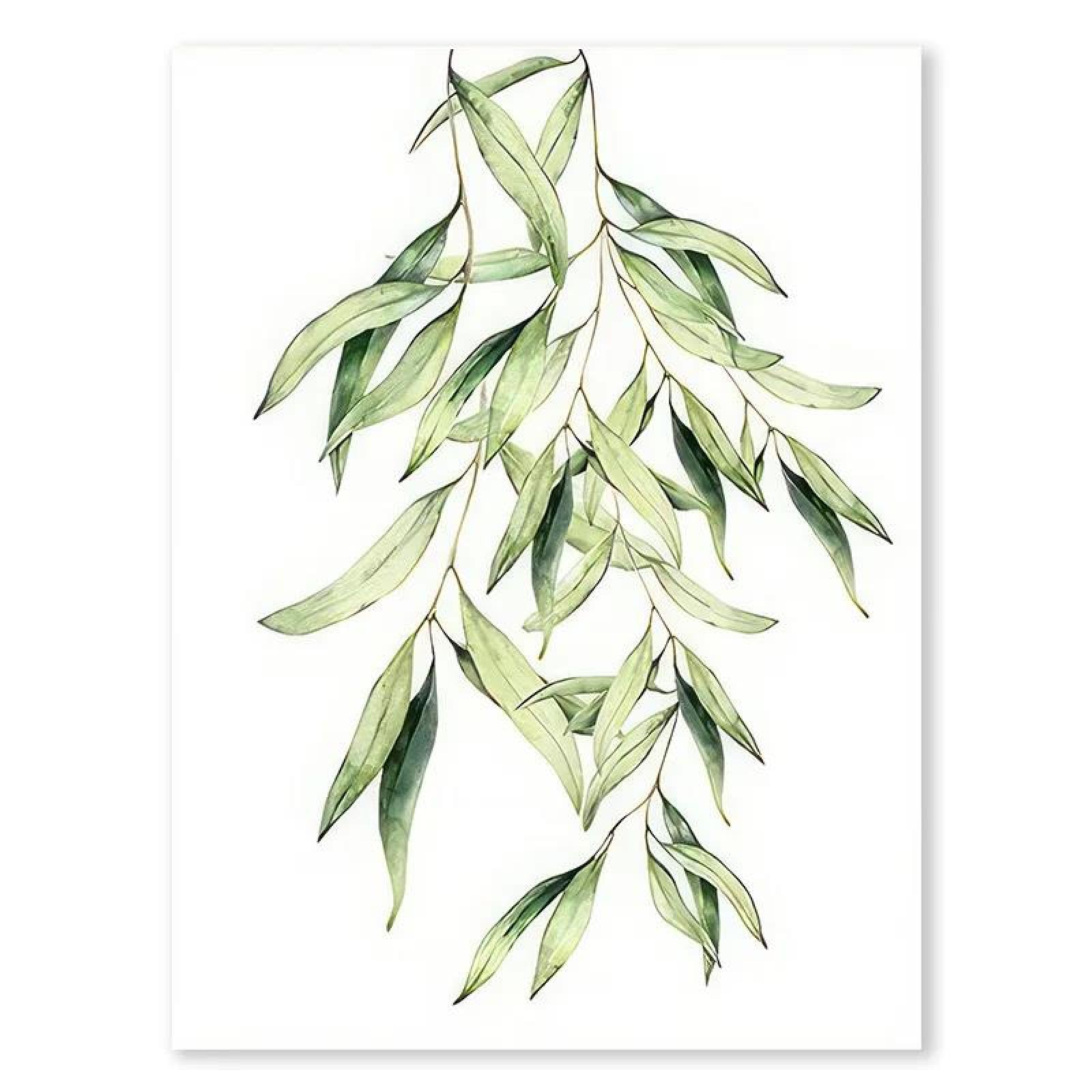 SHINERING 1Pc Green Leaves Posters Prints Minimalist Canvas Painting Wall Art Home Decor A8 21X30Cm Unframed