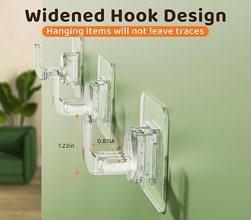 Miniatura 7 de Paquete de 8 ganchos invisibles para llaves para pared, soporte adhesivo transparente, bolsos, sombreros, toallas y más, sujeción fuerte sin