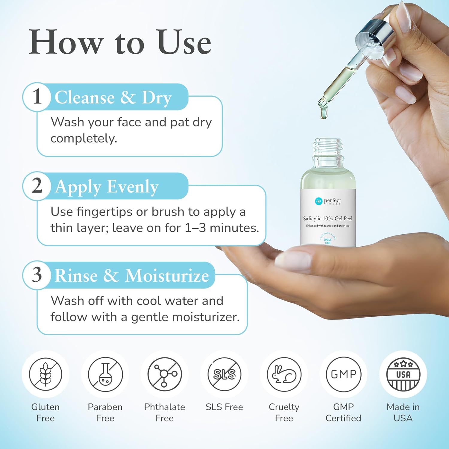 Salicylic 10% Gel Peel, Breakout and Pore Minimizer and Cleanser, 15-30 Full Facial Chemical Peels, 1 fl oz. e, 30 mL – Perfect Image - Image 5