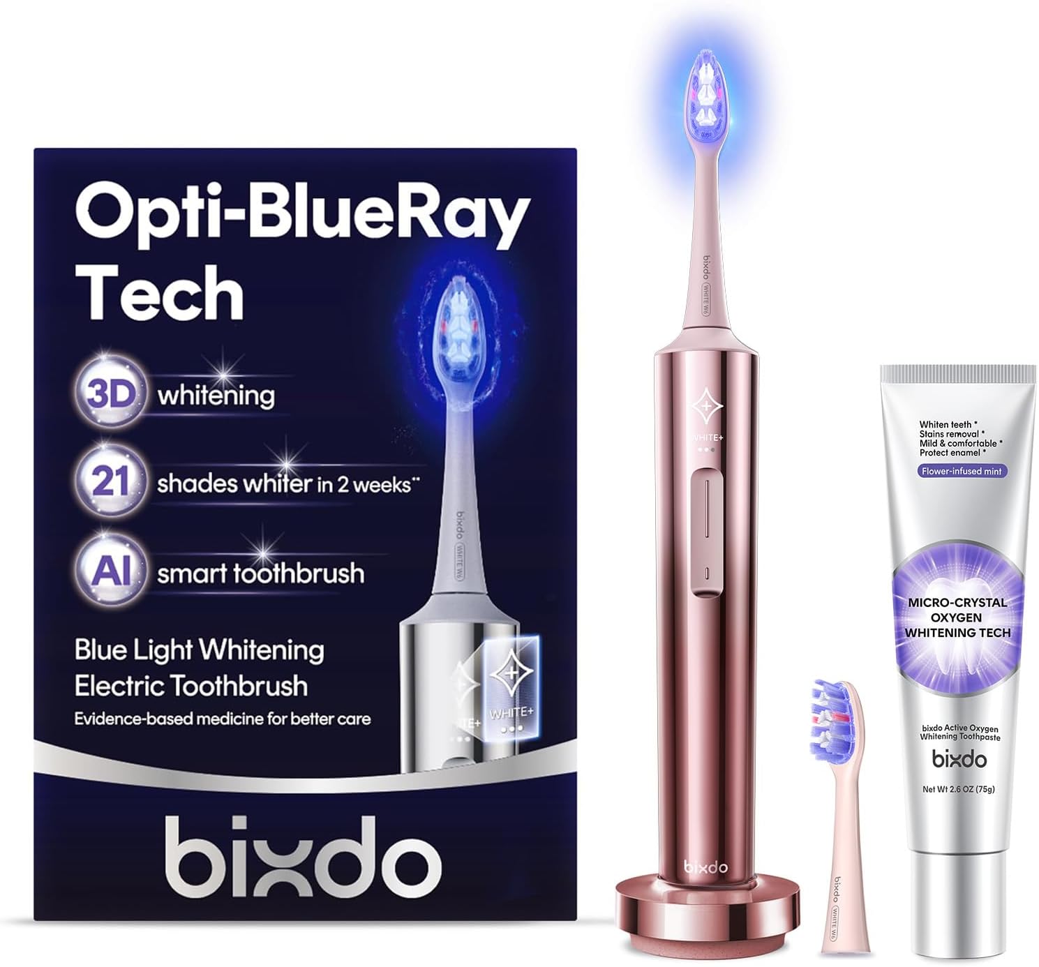 Whitening Electric Toothbrush for Adults, Professional 460nm Whitening Blue Light Tech, 31,000VPM Sonic & Oscillating Cleaning with Smart AI Sensor, 6-Month Long-Lasting Battery