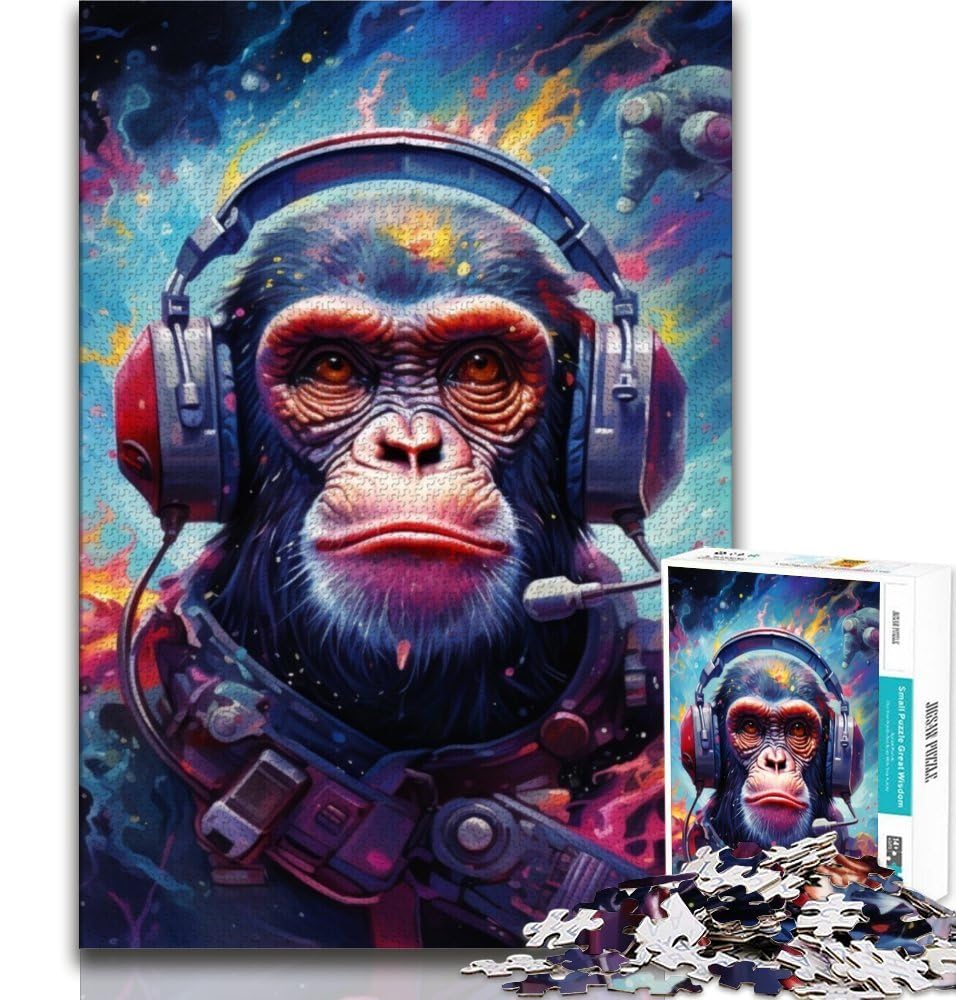 Jigsaw Puzzles 1000 Pieces for Adults Teens Colorful Monkey 1000 Piece Puzzle,Staycation Kill Time with Fully Interlocking Randomly Shaped Pieces 38x26cm