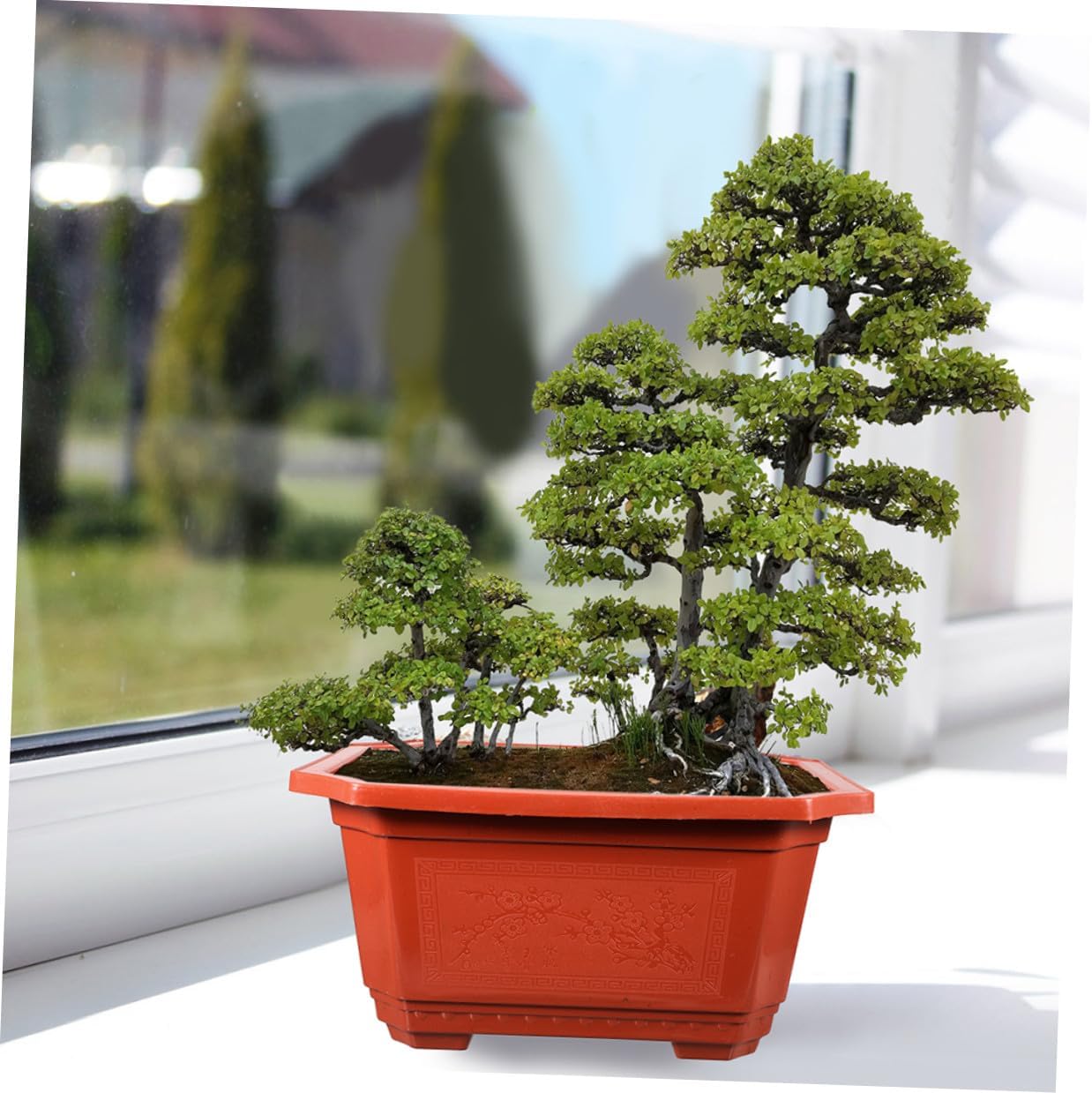 10pcs Rectangular Plastic Flower Pots Indoor Planters Thickened Elevated Garden Pots for Windowsill and Home Planting