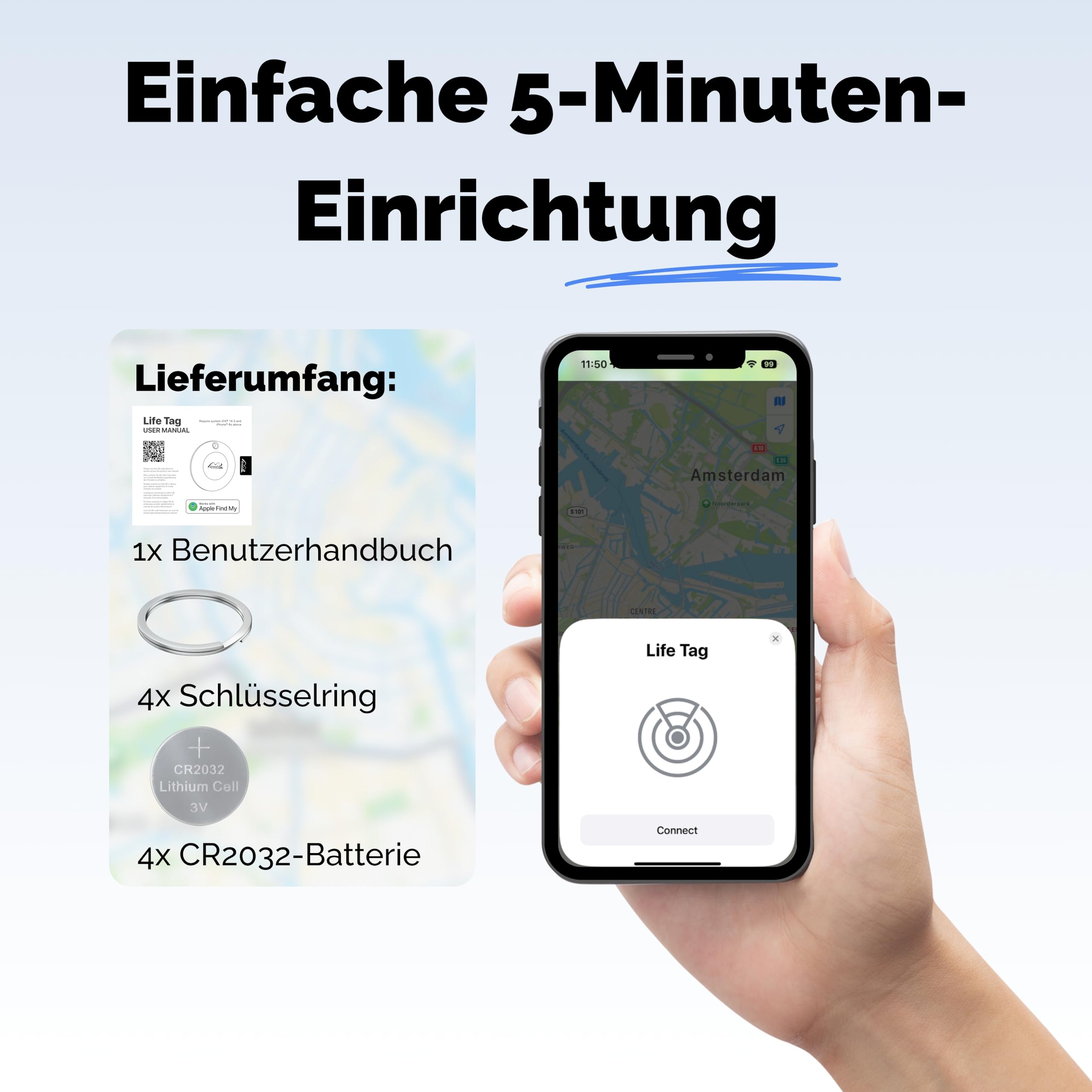 Lifemate Life Tag 8er-Pack für Apple „Wo ist?” Netzwerk – IP67 Wasserfest, 12 Monate Batterie, Lost Mode mit Ton, Einfache Koppelung Pet Tracking Device