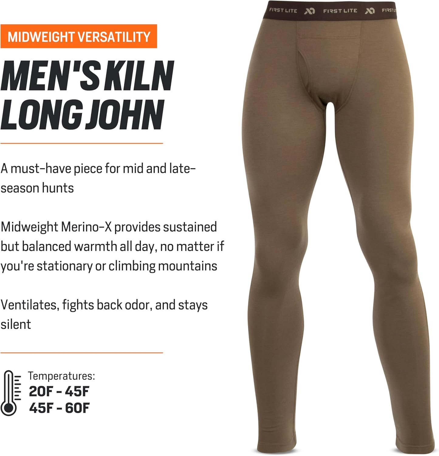 First Lite Men's Kiln Long John - Midweight Merino Wool Hunting Base Layer - Image 3