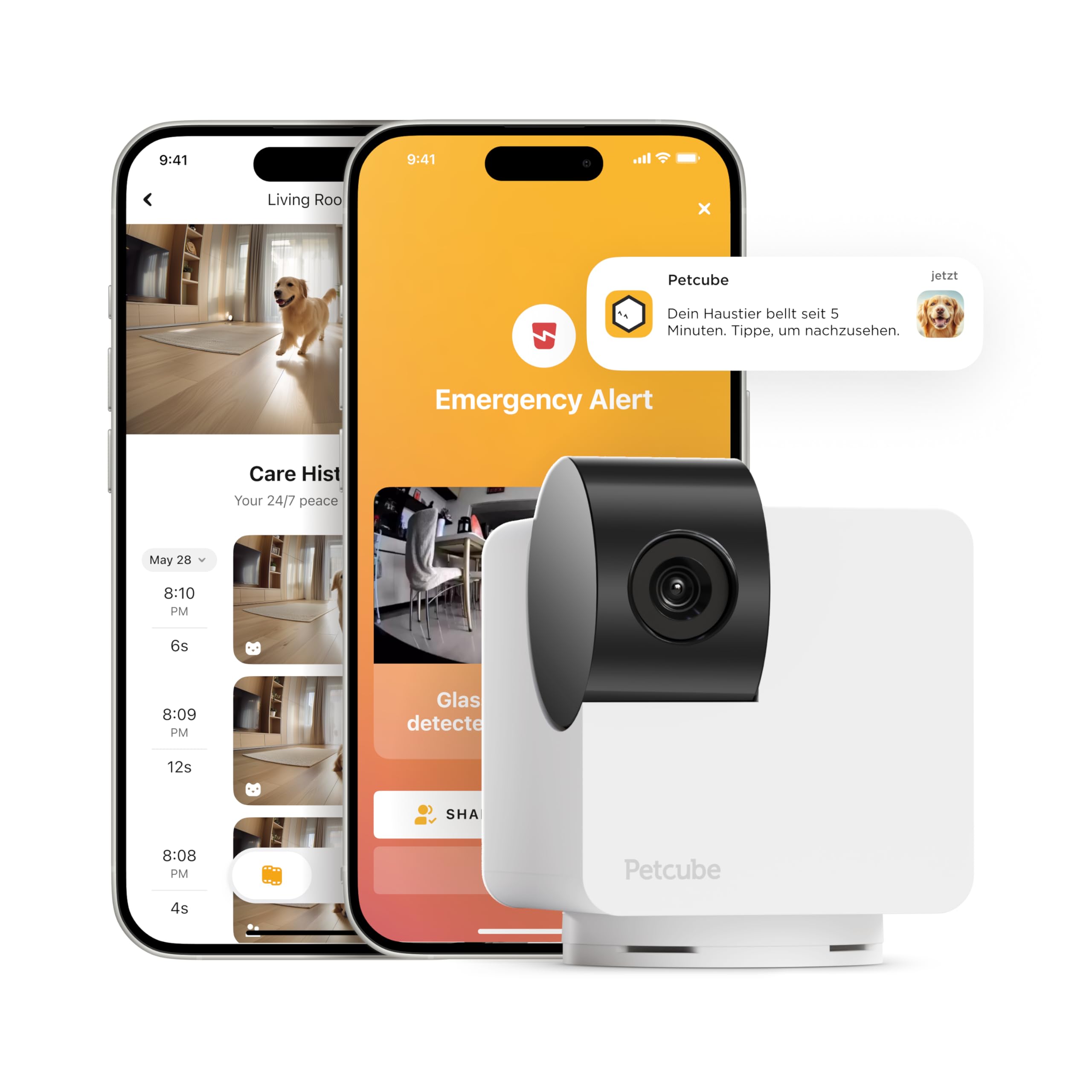 Petcube Cam 360 Kamera Interaktive WiFi Überwachungskamera mit Schwenk-/Neigefunktion und Telefon-App, 1080p HD Video, 360°, Nachtsicht, AI-Warnungen