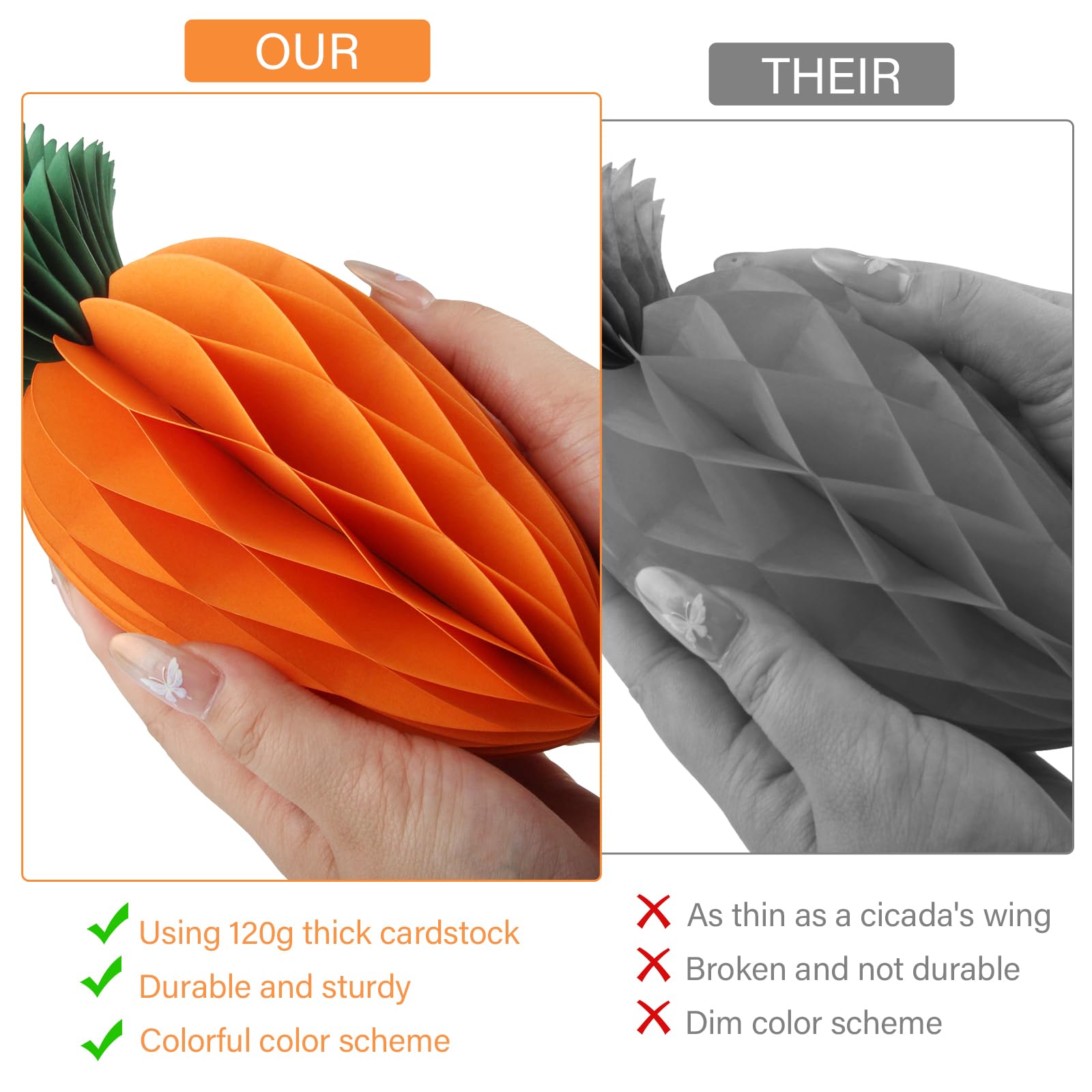 JINXIAN 10 Pack Honeycomb Decorations Easter Tree Have Carrot/Easter Egg Paper Flowers for Crafting Reusable for Birthday Wedding Easter Party Hanging Decorations