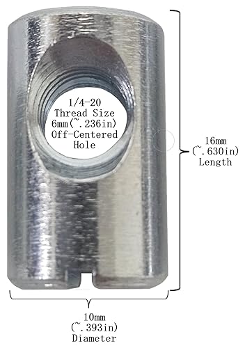 Miniatura 4 de (12) clavijas cruzadas/tuercas de barril - 1/4-20 0.630 in x 0.394 in galvanizado CNC descentrado
