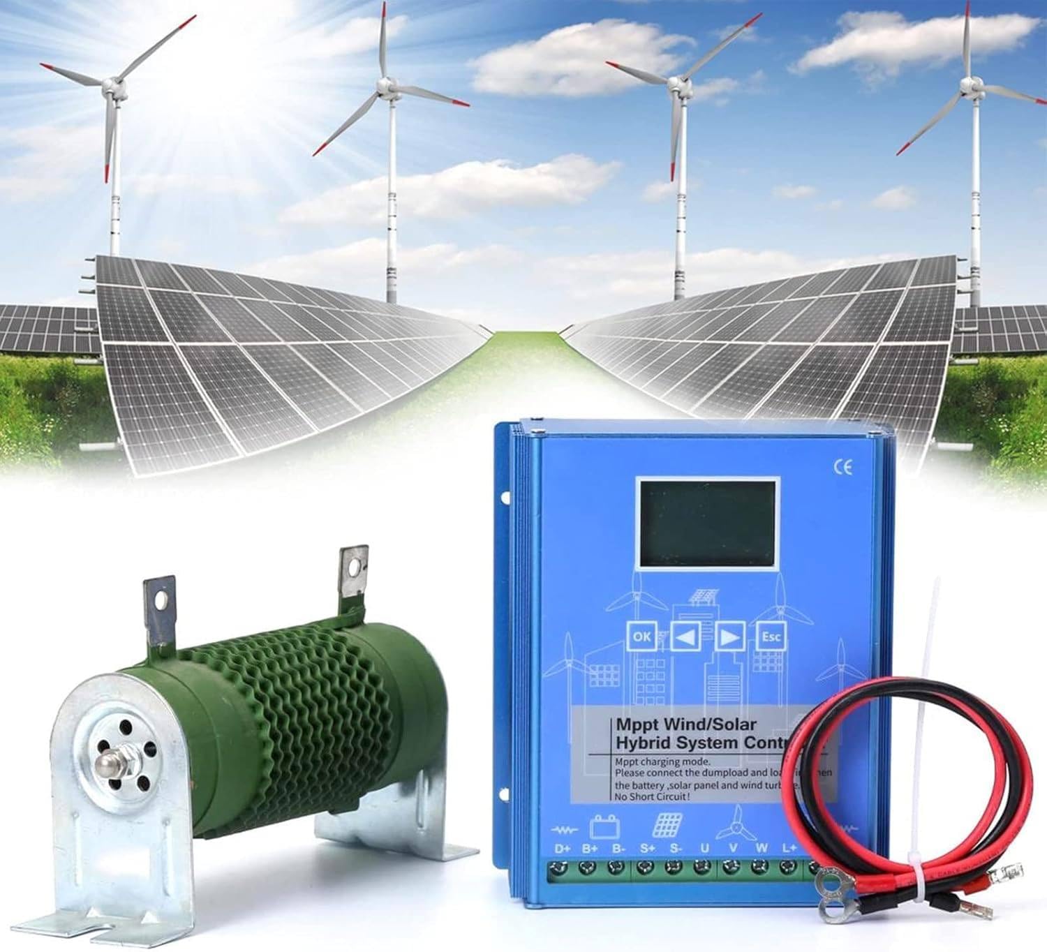 Regolatore di carica ibrido per turbina eolica e pannello solare, regolatore 12 V/24 V/48 V con schermo LCD, soluzione efficiente per la gestione dell'alimentazione
