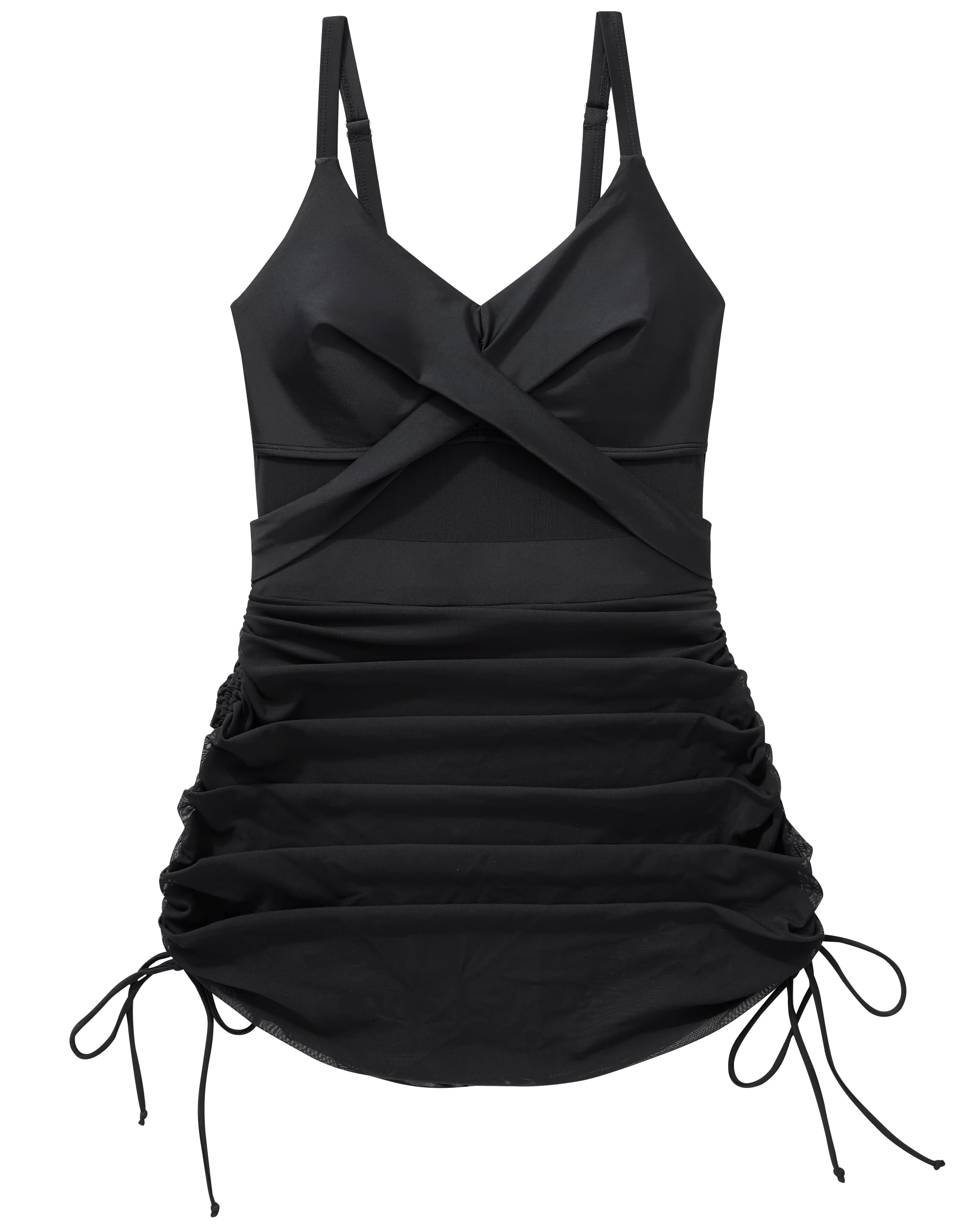 SUUKSESS Traje de baño de una pieza para mujer, con control de abdomen, traje de baño de malla