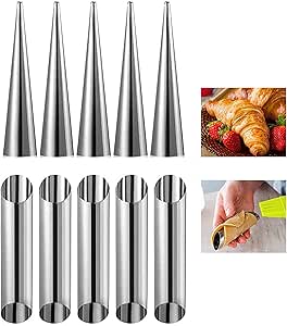 20 Stück Cannoli Backformen Edelstahl - 12cm Schillerlockenformen Mit Reinigungsbürste