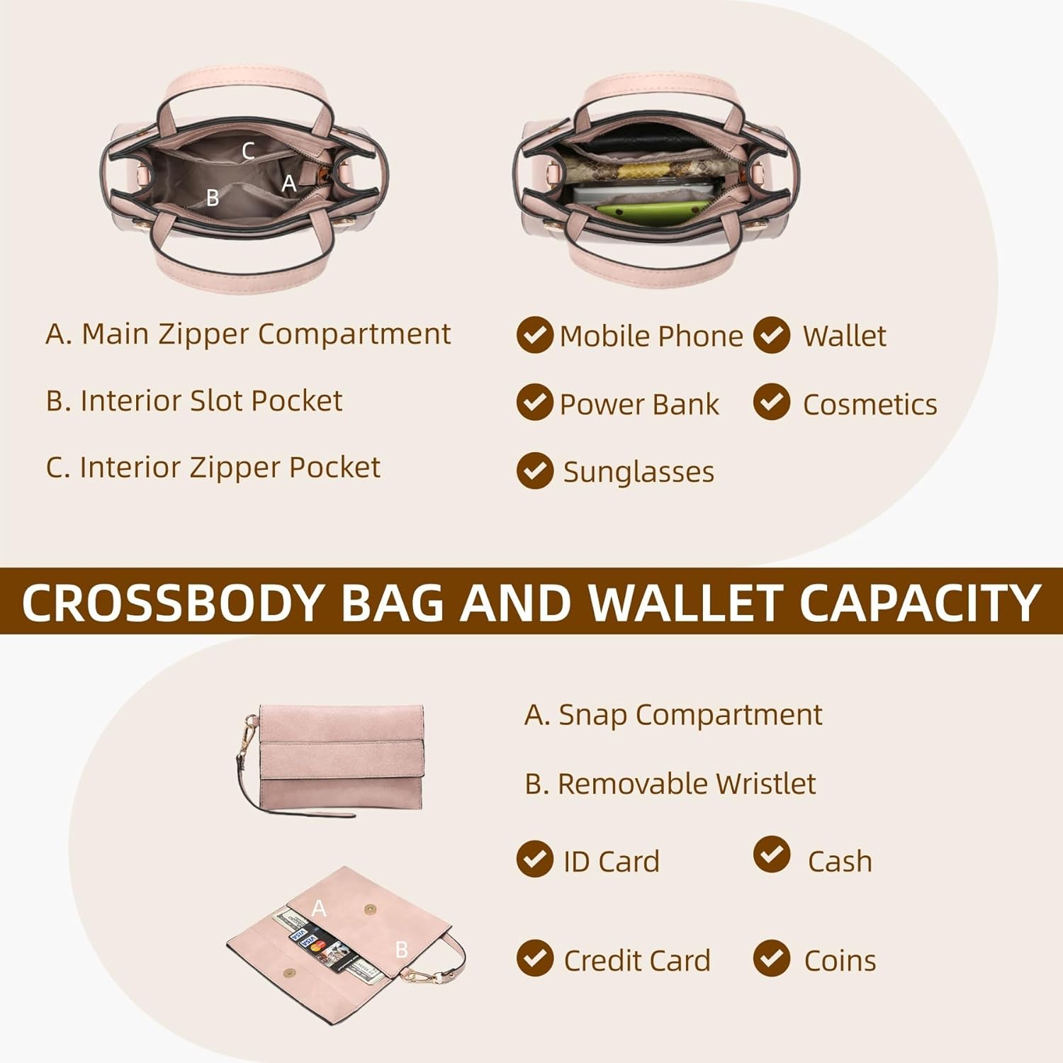 Purses and Handbags for Women Tote Bag Shoulder Bag Top Handle Satchel Purse Set with Wallet Large Work Tote 3pcs - Image 8