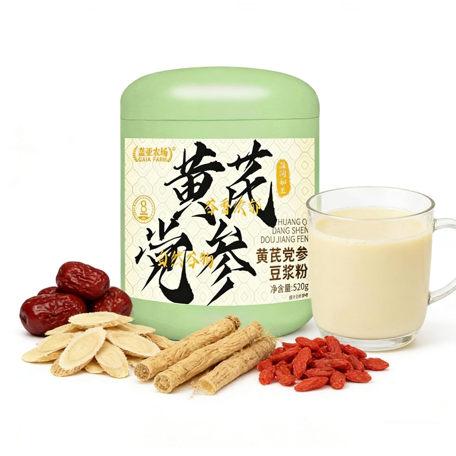 Astragalus Codonopsis Soy Milk Powder 500g, Natural Breakfast Drink Mix with Chinese Yam, Red Dates, Goji Berry & Longan, Smooth & Delicious Daily Morning Beverage