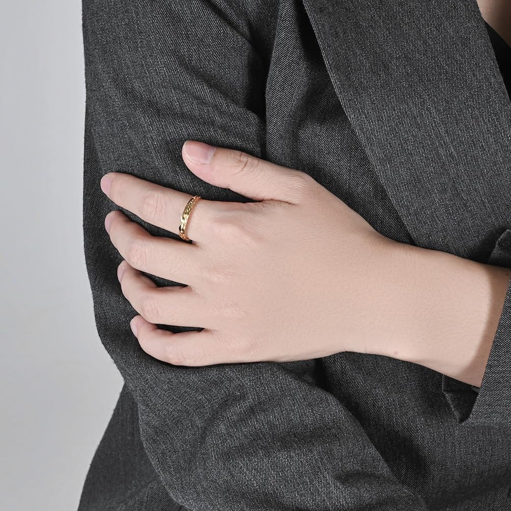 1mm Single Ring 3-Piece Set – Stacked Titanium Steel Rings for Women – Minimalist & Elegant Combination - Image 5