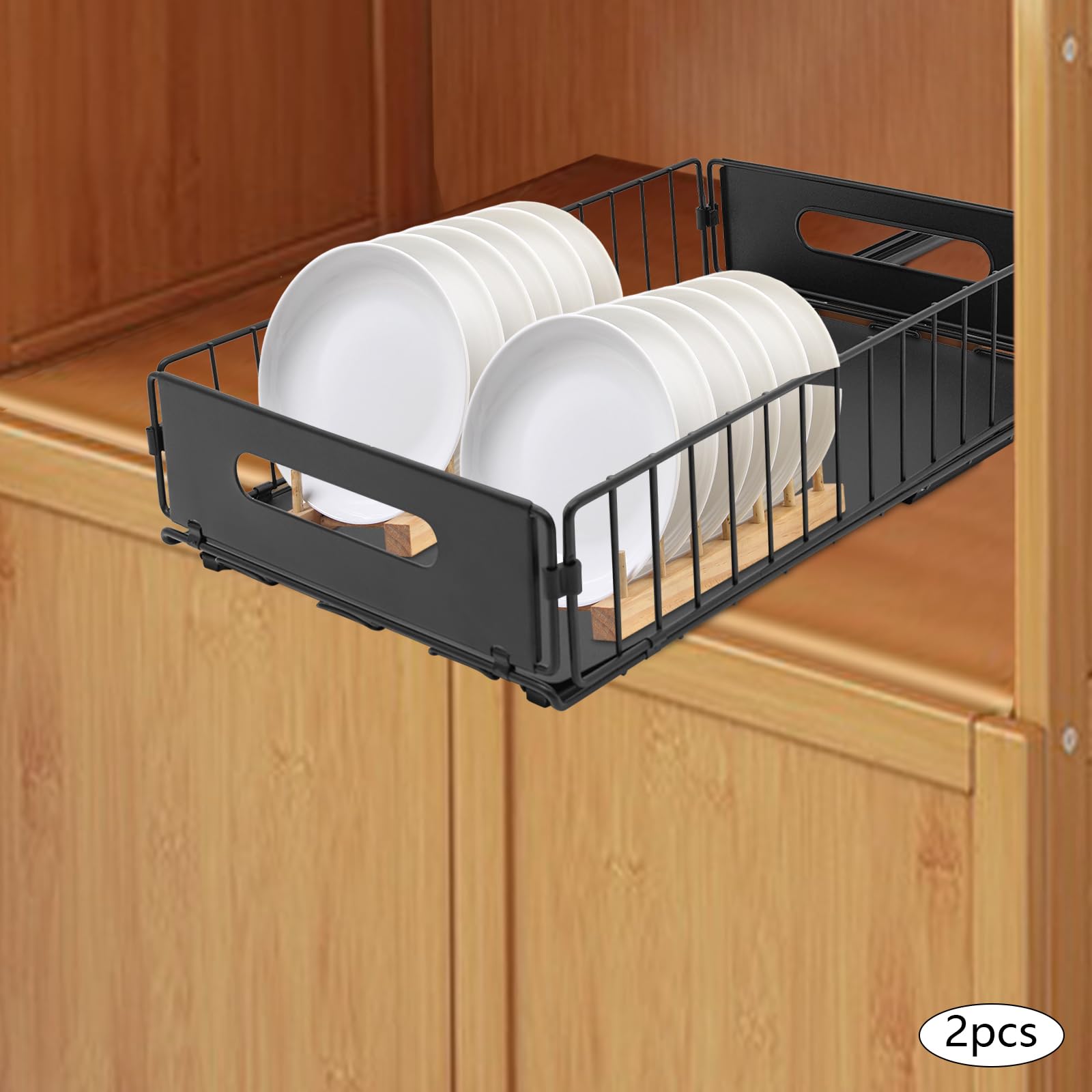 Confezione da 2 organizzatori estraibili, organizer per armadi per cucina e bagno, con 5 kg di capacità elevata, facile installazione per gli amanti della casa e dell'ordine