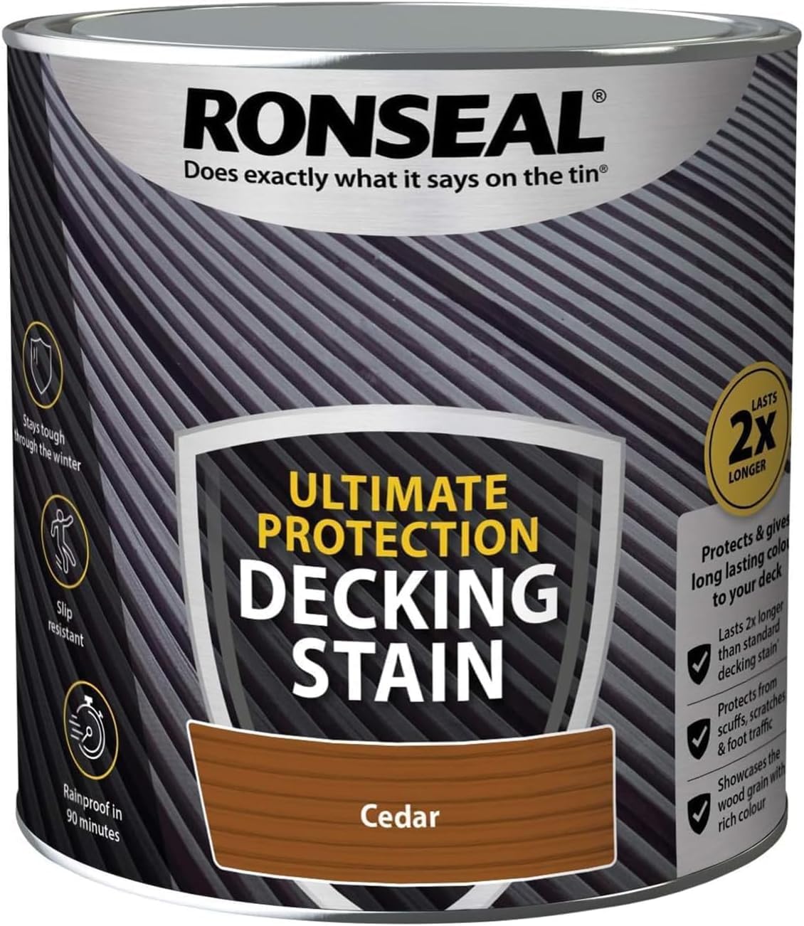 ARUUJ 2.5L Decking Stain Paint Ultimate Protection - Slip Resistant Rainproof, Suitable for Hardwood Softwood Exterior Wood - Protects from Scuffs and Scratches Stays Tough in Winter (Cedar)