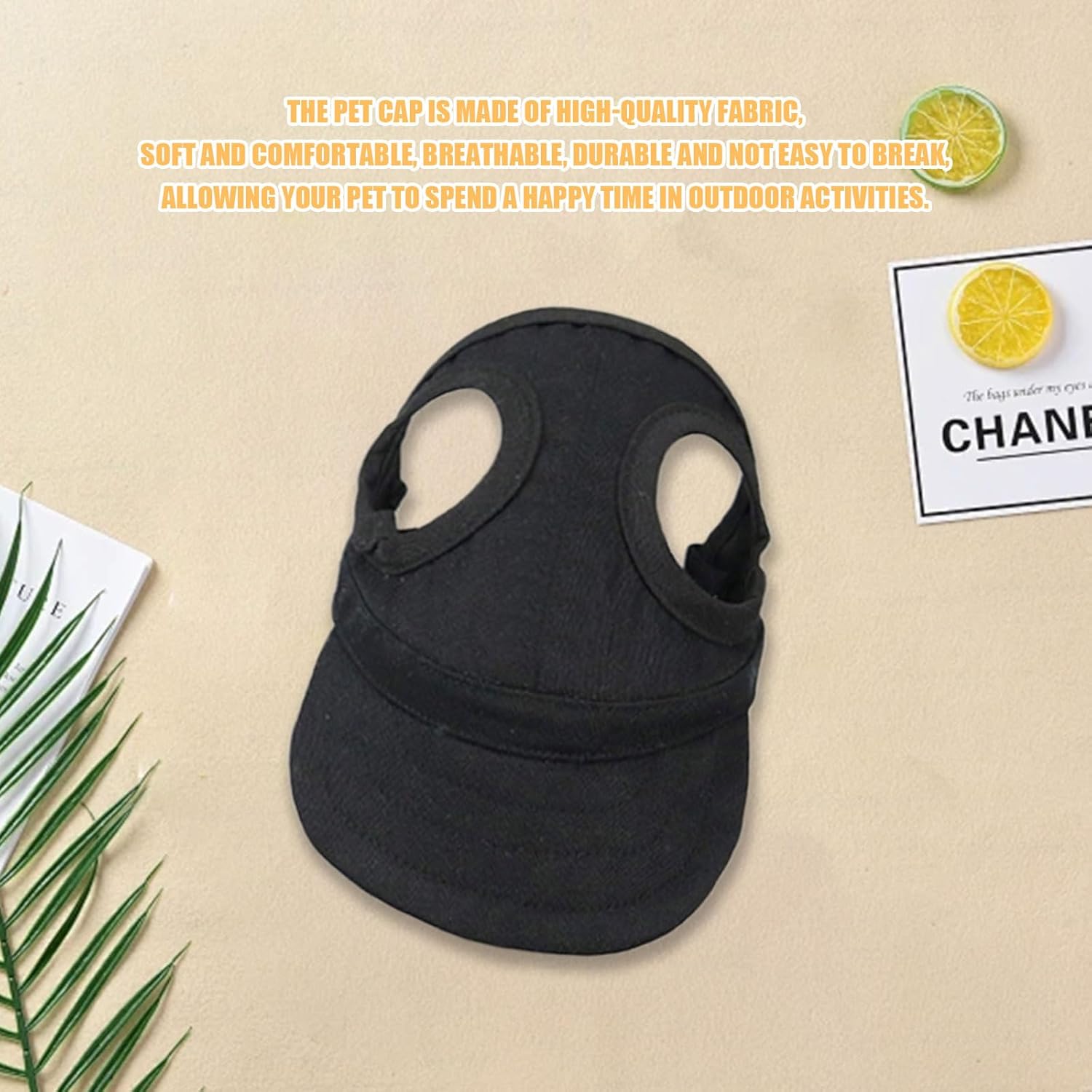 Dog Baseball Cap,1PC Pet Summer Beach Peaked Cap Dog Hat with Ear Holes, Adjustable Cat Visor Sunbonnet Hat for Small Medium Large Dogs (Solid Black, Medium