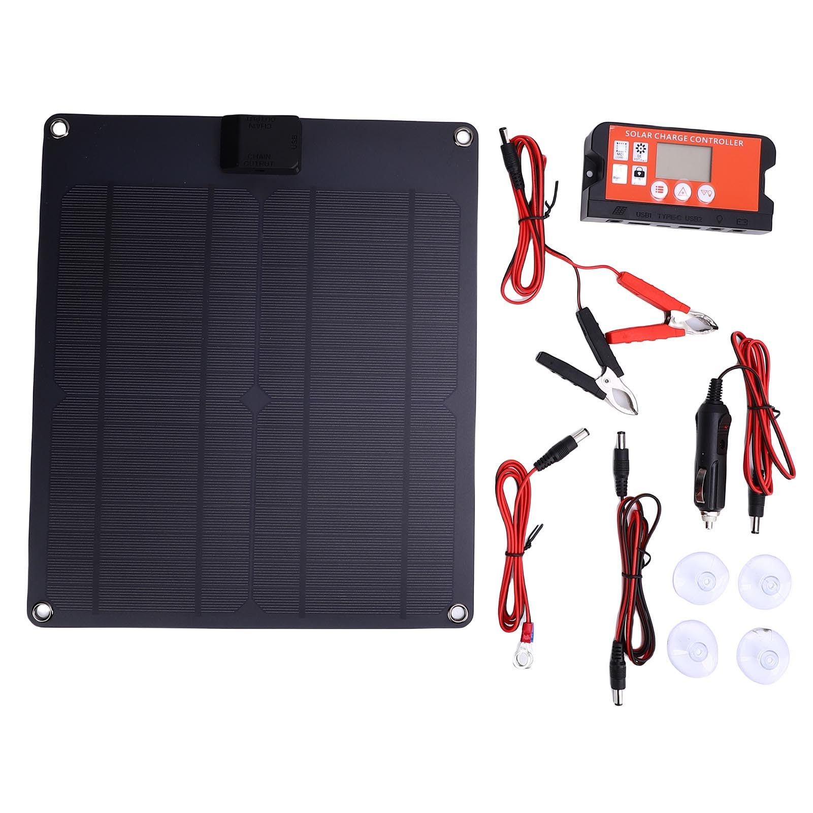 Luocute Migliore Caricabatterie Solare USB, Caricatore di Gocciolamento Solare da 30W Monocristallino con Controller, Impermeabilizzazione per per Barche per Auto per Vari