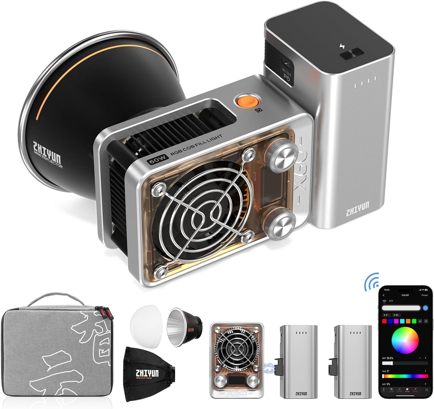 Zhiyun X60 PRO RGB バイカラー 撮影用ライト 照明機材 Zhiyun X60 PRO RGB バイカラー 撮影用ライト 照明機材 Amazon.com