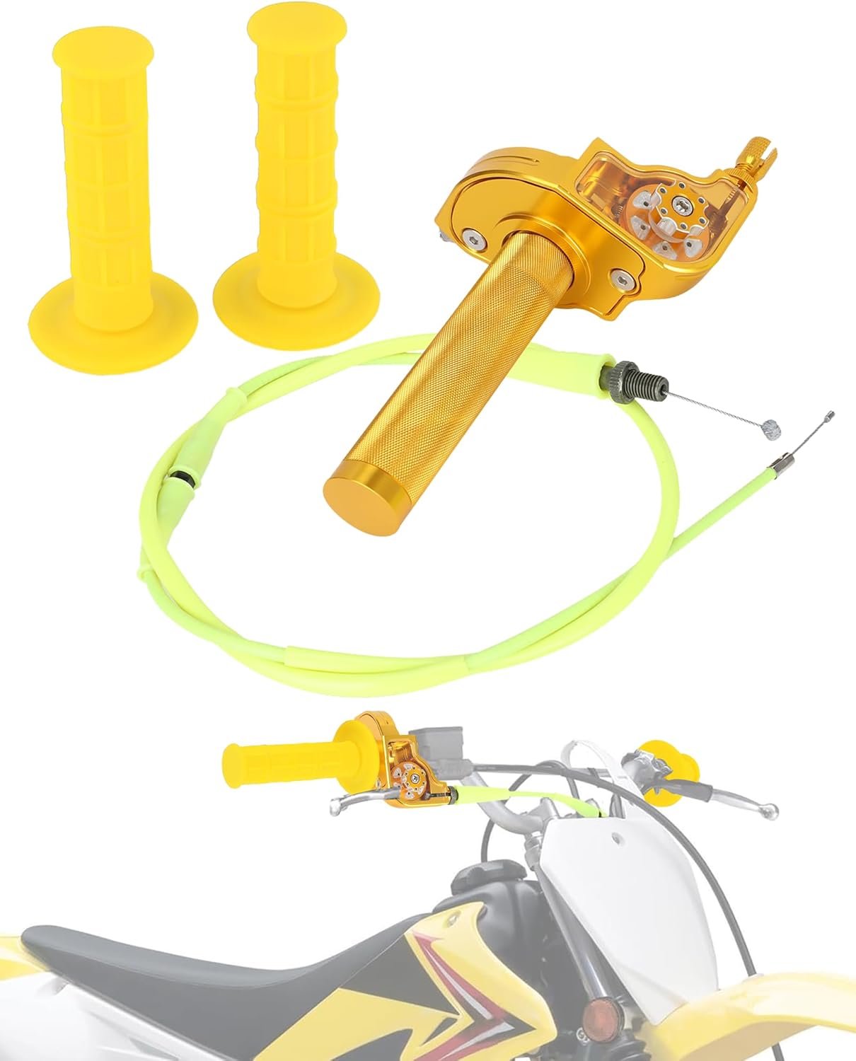 7/8" 22mm Quick Twist Throttle Assembly + Throttle Cable with Grips CNC Univerdal for YZ125 YZ65 YZ80 TTR 125 PW50 PW80 YZ250F DRZ400 CT200U CT200U-EX BT200X SSR 125 Dirt Pit Bike Mini Bike Blue