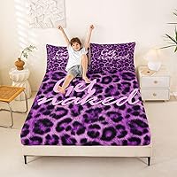 Vista 22 de Feelyou Leopard Print Lips Fitted Sheet Twin Size for Kids Boys Girls Cheetah Print Bed Sheets Set 16" Deep Pocket Soft Breathable Microfiber