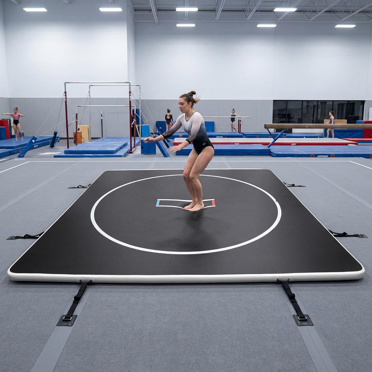 Inflatable Wrestling Mat 10x10 FT, PVC Portable Wrestling Mats for Home, 4" Thick Jiu Jitsu Mats with Circles for Wrestling, Martial Arts, Jitsu, BJJ, Boxing, MMA, Judo Indoor Outdoor Use