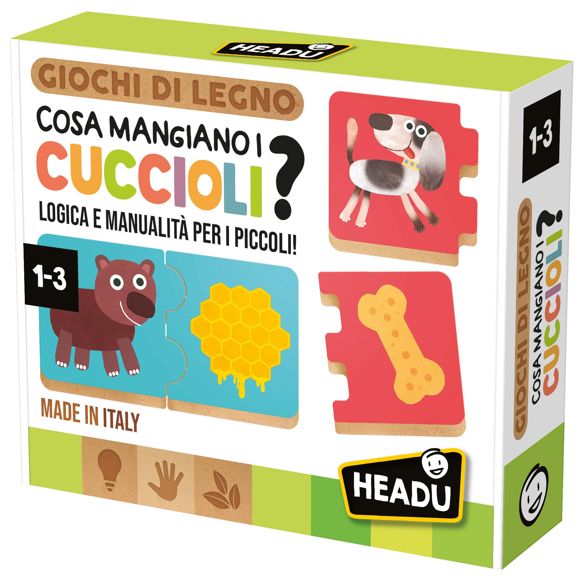 Headu - Jeu éducatif en bois pour enfants de 2 à 4 ans