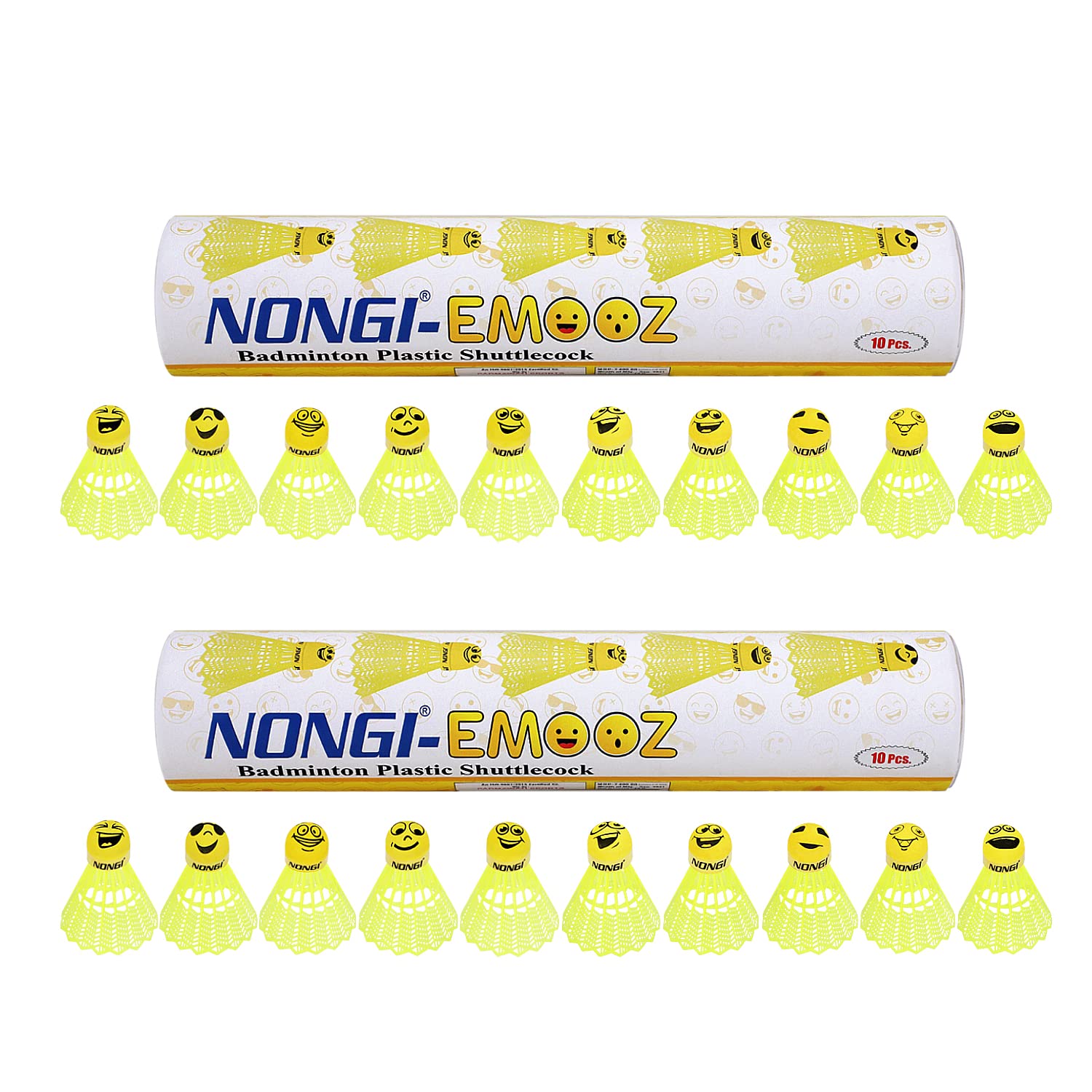 NONGI Emoz Plastic Badminton Shuttlecocks with Yellow Printed Cork for High Visibility Ideal for Indoor and Outdoor Badminton, Fitness, and Recreational Activities Medium Speed Pack of 20 Shuttles-image-44