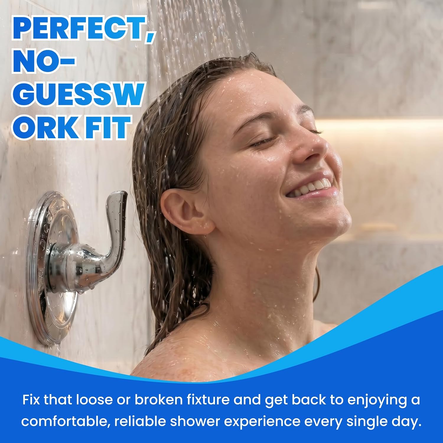 Chrome Shower Handle Replacement Kit Compatible with Delta RP74148 | Metal Shower Lever Handle Compatible with Delta Foundations Tub/Shower Faucets, B114900 and B112900 Models