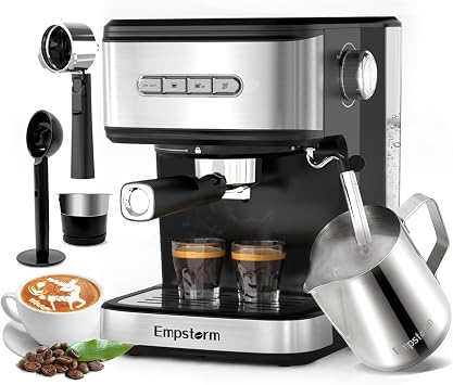 Empstorm 20 Bar Espresso Machine, Cappuccino Machines with Milk Frother Steam Wand, Stainless Steel Latte Machine for Home&Barista, Automatic Shut-off Function