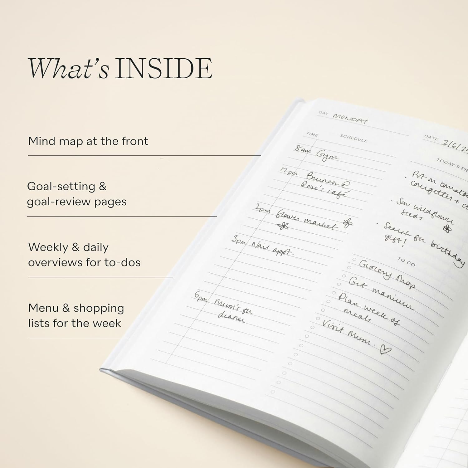 Papier Italian Summer Daily Planner - Hardback Vintage Design | Track Habits, Thoughts, To-Dos & Priorities | Motivational Gift